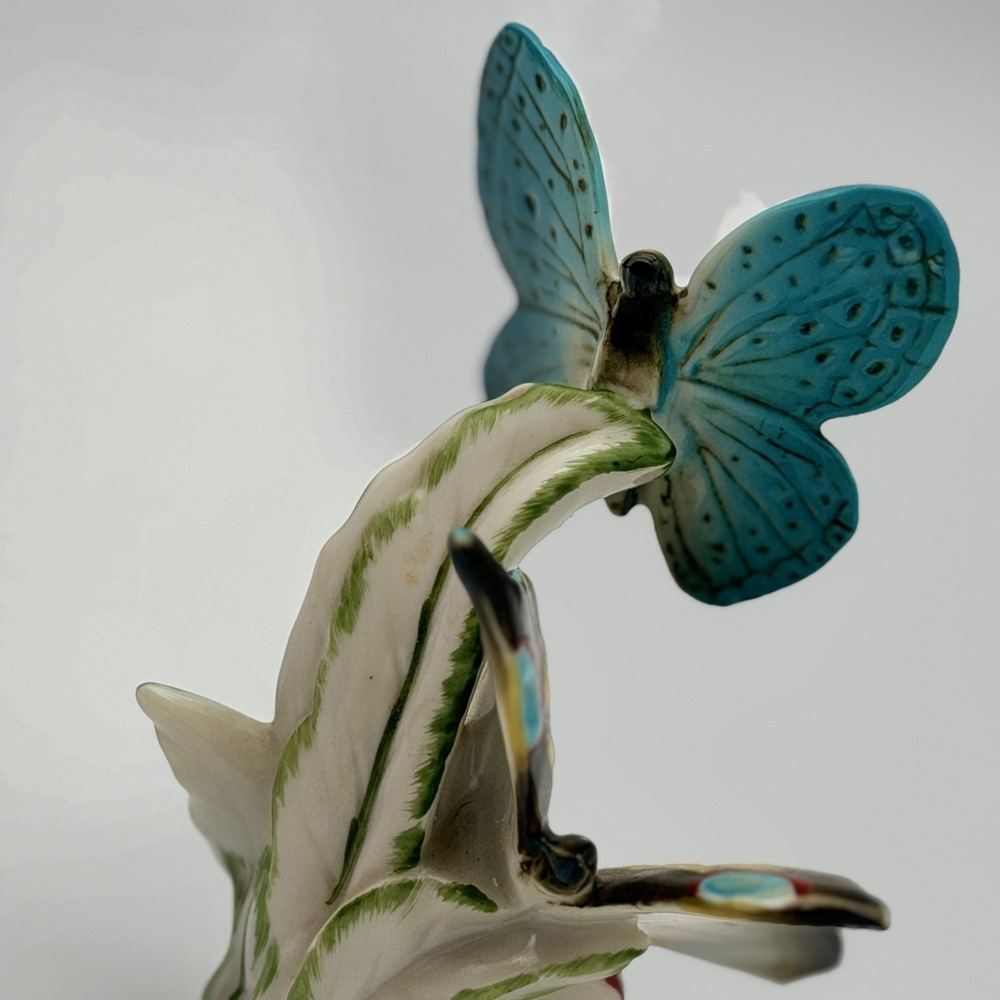 Vintage Karl Ens Porcelain Figurine Blue Yellow Butterflies on Flowers 4.5" RARE - Picture 11 of 15